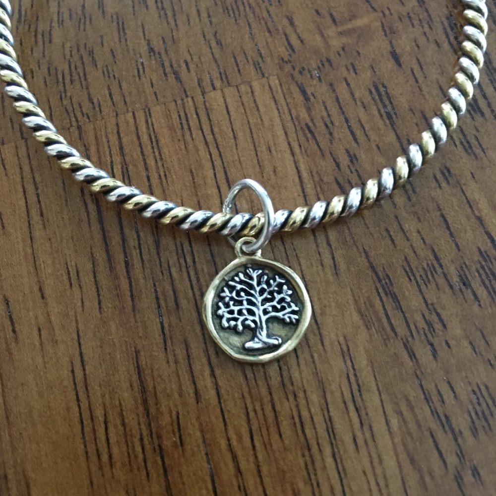 Waxing Poetic Sterling Silver &. Brass Tree of Life Charm